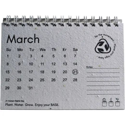 Plantable Paper Wiro Calendar - 2026 Month